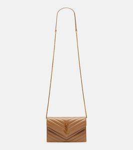 Кошелек на цепочке Cassandre Envelope из стеганой кожи Saint Laurent, Natural Tan