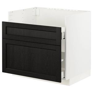 Нижний шкаф HAVSEN snk/waste srt/2 fr METOD/MAXIMERA IKEA, 80x60x70 см, цвет white/lerhyttan black stained
