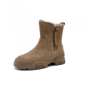 GIGIRYO Тёплые противоскользящие короткие зимние ботинки женские - коричневые (с флисовой подкладкой), цвет Brown (Fleece-Lined)