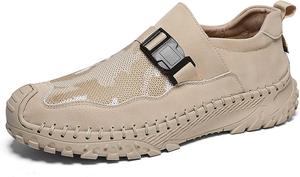 Мужские повседневные кроссовки летние дышащие сетчатые модные шнуровочные обувь для ходьбы, противоскользящие для походов, альпинизма, кросс-кантри, бега и путешествий Generic, бежевый