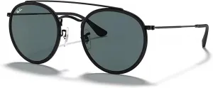Солнцезащитные очки Ray-Ban RB3647N с двойной перемычкой, круглые, для мужчин и женщин + КОМПЛЕКТ с аксессуарами для очков, Black/Grey