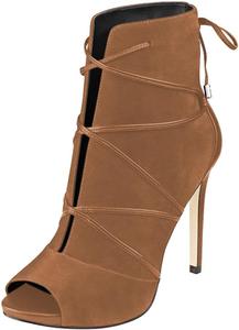 Женские ботильоны YDN с открытым носком, из искусственной замши, на платформе и высоком каблуке-стилетто, с шнуровкой и вырезами, удобные, размеры 4-15, Peru