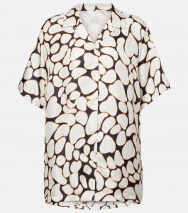 Шелковая рубашка с принтом Dries Van Noten, белый