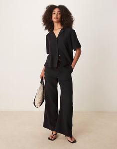 Свободные брюки Coord из газовой ткани с завязками черного цвета Gina Tricot