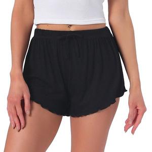 Женские шорты с волнистым краем, эластичной талией и регулируемым шнурком Inspire Chic, Black