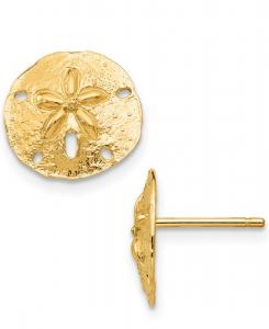 Серьги-гвоздики в виде морских ракушек из 14-каратного золота Macy's, Yellow Gold