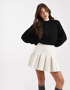 Мини-юбка Miss Selfridge с плиссировкой и трикотажем кремового цвета