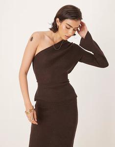 Свободный трикотажный топ с длинными рукавами шоколадного цвета Asos Design