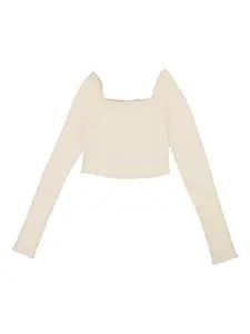 Топ в рубчик с квадратным вырезом Callipygian, бежевый