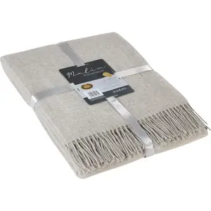 Плед Fransendecke Malin Uni с бахромой Gözze, серебряный