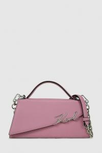 Кожаная сумка K/SIGNATURE Karl Lagerfeld, розовый