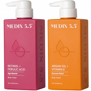 Укрепляющий и восстанавливающий дуэт | Крем для тела с ретинолом и феруловой кислотой, крем для тела с аргановым маслом и витамином Е Medix 5.5