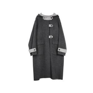 ELLE Пальто женское темно-серое с капюшоном Moderate