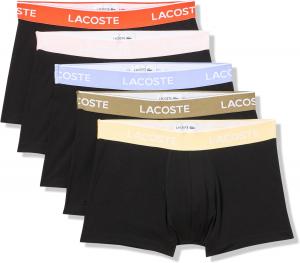 Lacoste мужские хлопковые эластичные трусы Essentials, 5 штук (Amazon Exclusives), Black/Desinvotte/Flamingo/Delphinium/Olive/Sesame