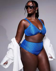 Мятые плавки бикини синего цвета South Beach