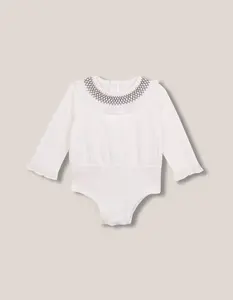 Детское боди с длинным рукавом и воротником-стойкой ручной работы Gocco, белый