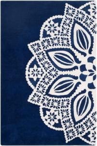 SAFAVIEH Allure Collection ковер, 244 x 305 см, Navy & Ivory, ручной работы Mandala Wool, идеально для помещений с высокой проходимостью в гостиной, спальне (ALR122A)