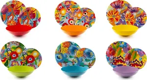 Набор столовой посуды из фарфора и керамики, 18 предметов, яркий декор в стиле Прованс, на 6 персон. Набор столовой посуды на 6 персон. Markenlos