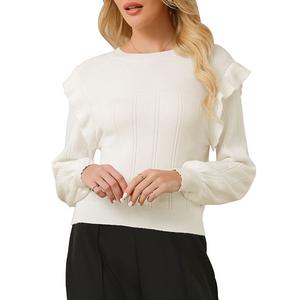 Женский свитер с длинным рукавом и рюшами Inspire Chic, White