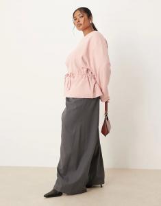 Толстовка ASOS DESIGN Curve с присборенным бантом розового цвета