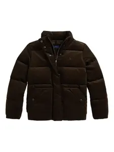 Вельветовый пуховик POLO RALPH LAUREN KIDS, коричневый