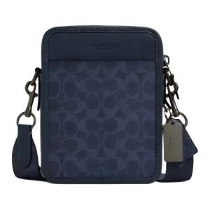 COACH Кожаная наплечная сумка мини мужская синяя