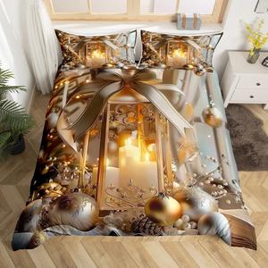Erosebridal Комплект постельного белья с новогодним принтом для детей, Beige