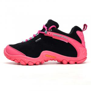 MODE FULL Амортизирующие противоскользящие износостойкие водонепроницаемые поддерживающие ударопрочные низкие треккинговые туфли женские розовый черный, цвет Pink Black