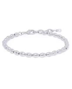 Браслет из овальных бусин с серебряным покрытием Macy'S, silver