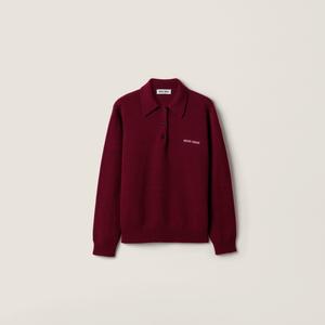 Кашемировый пуловер-поло MIU MIU, бордовый