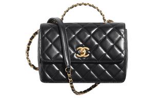 Яркая кожаная сумка через плечо, кроссбоди, дамская сумка Trumpets черный CHANEL