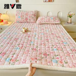 Yalu Наматрасник из молочного вельвета 90х200 см, флисовая подкладка, утолщенный, гипоаллергенный