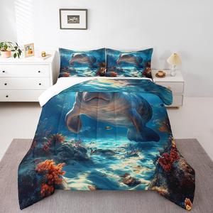 Erosebridal Детский комплект постельного белья с морскими львами и животными океана в синем цвете, Blue