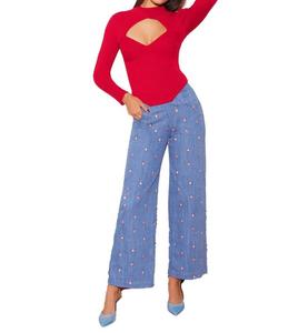 Топ с декольте и отделкой в ​​рубчик в цвете Rouge Fleur Du Mal