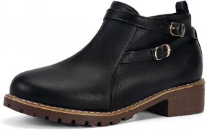 Женские ботильоны CHUUMEE Chelsea минималистичного дизайна однотонного цвета с пряжкой, низким квадратным каблуком и округлым носком, повседневные обувь на подъем, Black