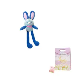 Плюшевый кролик на ключах с подвижными ушками, высота 24 см Jinnew, синий