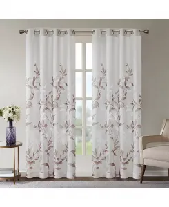 Прозрачная штора Cecily Burnout Printed, длина 84 дюйма, одинарная прозрачная панель, ширина 50 см, прозрачные шторы для спальни и гостиной, легко вешаются, подходят для штанг диаметром до 1,25 дюйма, серые прозрачные шторы Madison Park, mauve