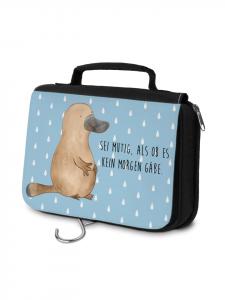 Mr. & Mrs. Panda Косметичка Platypus с надписью "Смелость" пастельно-голубого цвета