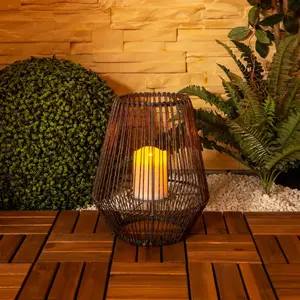 Солнечный светодиодный фонарь näve Plasto 1 шт. Теплый белый свет, солнечная батарея, лампа для балкона и террасы, настольная лампа, эффект мерцания, солнечная лампа Näve, коричневый