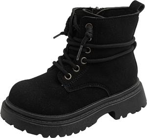 Короткие ботинки для верховой езды IWIHMIV с шнуровкой, боковой молнией, противоскользящей подошвой, толстым подошвенным слоем и ботильонами для улицы, Black