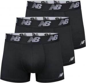 Мужские трусы-боксеры New Balance No Fly, с жаккардовым поясом, дышащие, легкие, влагоотводящие (3 пары), Black/Black/Black