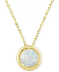 Круглое ожерелье с подвеской 18 дюймов из 10-каратного желтого золота (также из 10-каратного белого золота) с драгоценными камнями Macy'S, opal/gold
