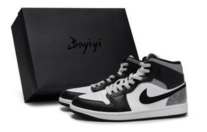 Кроссовки Air 1 Vintage баскетбольные унисекс мид-топ белые Jordan черно-бело-серые