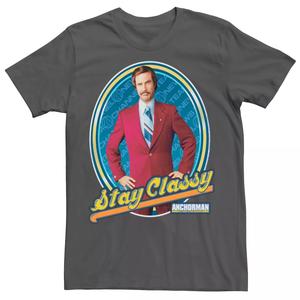 Мужская футболка цвета телеведущего Ron Burgundy Stay Classy с изображением портрета в рамке Licensed Character