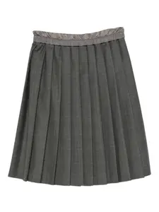 Плиссированная мини-юбка MIU MIU, серый