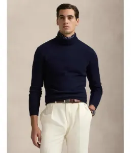 Шерстяная водолазка regular fit Polo Ralph Lauren, темно-синий
