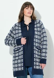 Кардиган Ulla Popken SCHNEEFLOCKEN V-AUSSCHNITT, Navy Blue/Dark Blue