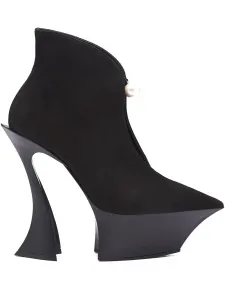 Ботильоны Fang 95 на скульптурном каблуке Mugler, черный