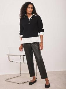 Вязаный джемпер с декоративными пуговицами Mint Velvet, Black Black