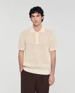 Мужская поло из тонкой трикотажной ткани с жаккардовым узором в виде верёвочки Sandro, бежевый
